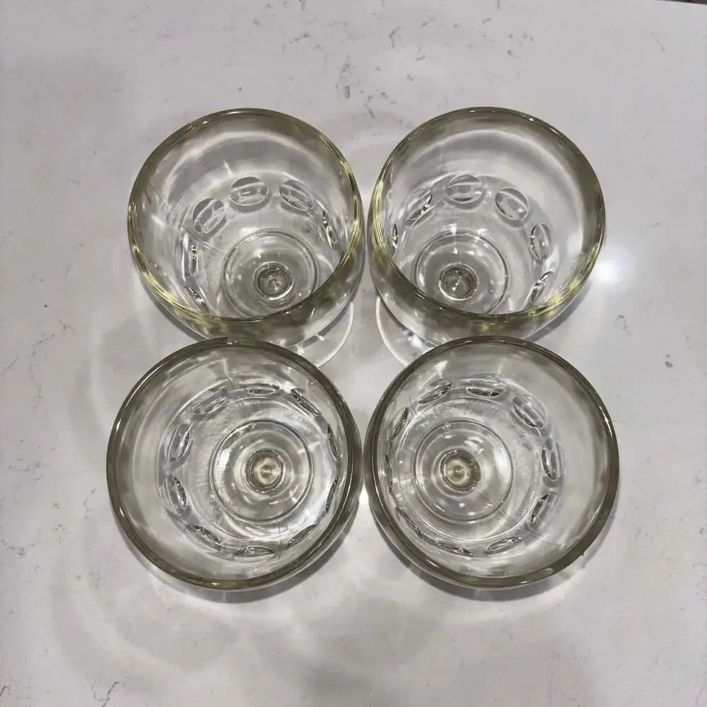 Vintage Clear Glass Thumbprint Stemmed Beer Goblets (4)